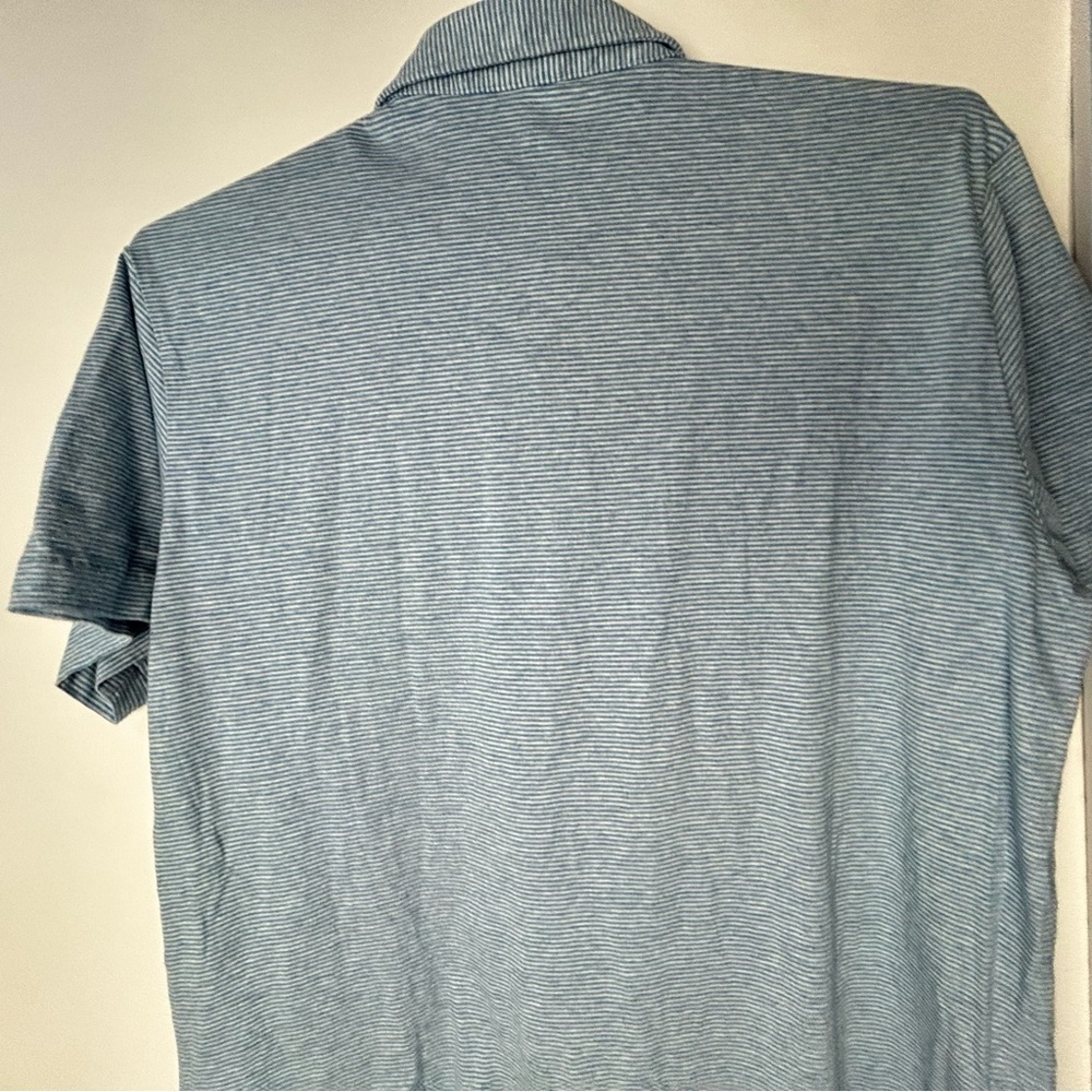 Patagonia Blue Striped Polo Shirt Short‎ Sleeve Casual Men's Large - Picture 15 of 15